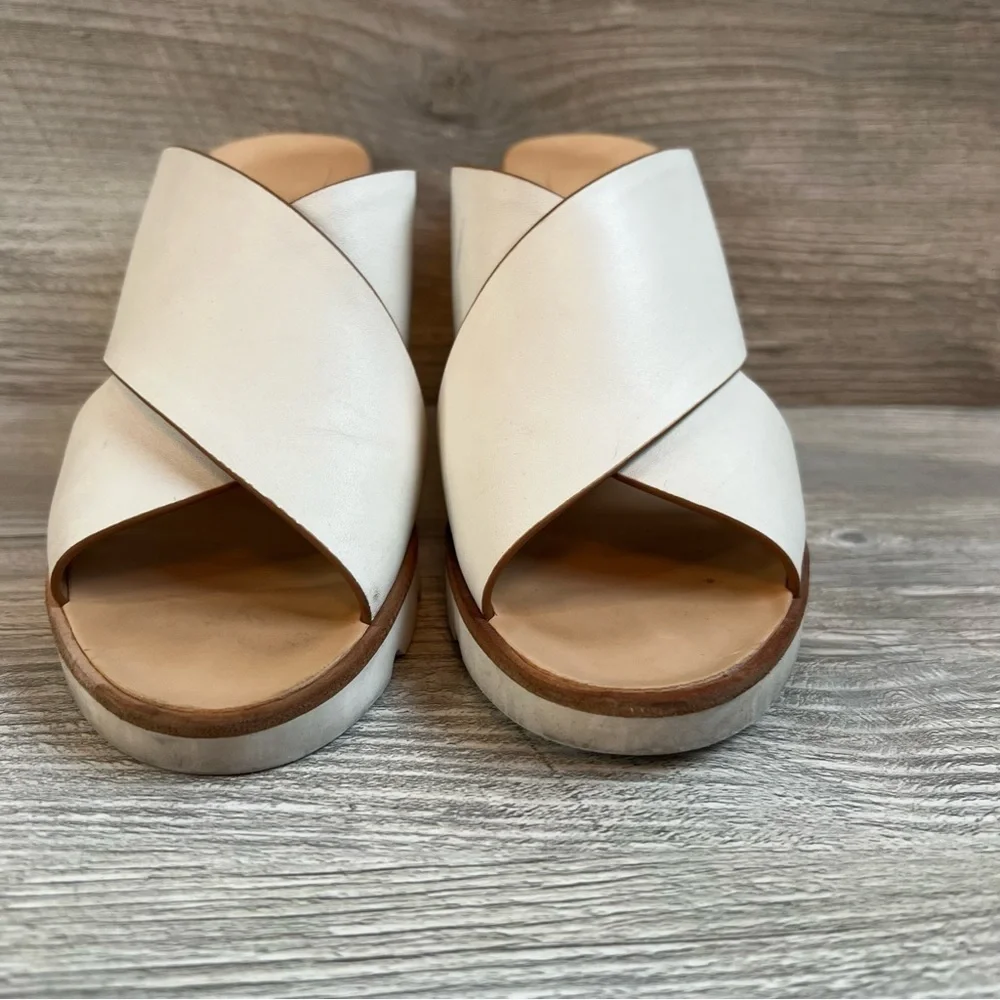 Dolce Vita Lida slip on white leather criss cross cork wedges size 7.5